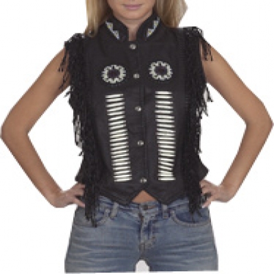 Women Leather Vests-HMB-0362A